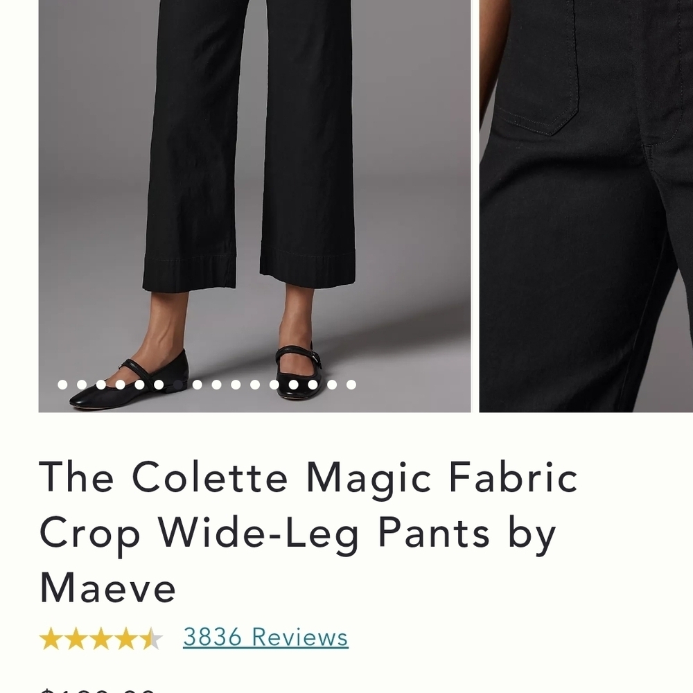 Maeve Black Wide-Leg Crop Pants